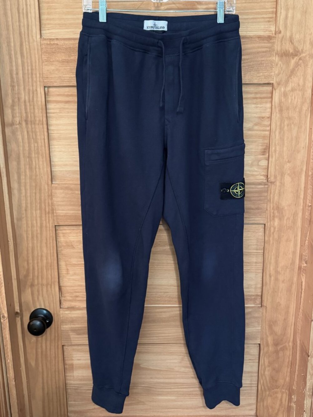 Stone Island Brushed Cotton Fleece Garment Dyed Pants Navy Blue Men's size S